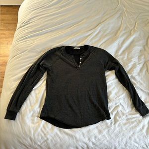 Marine Layer Double Knit Henley in Washed Black